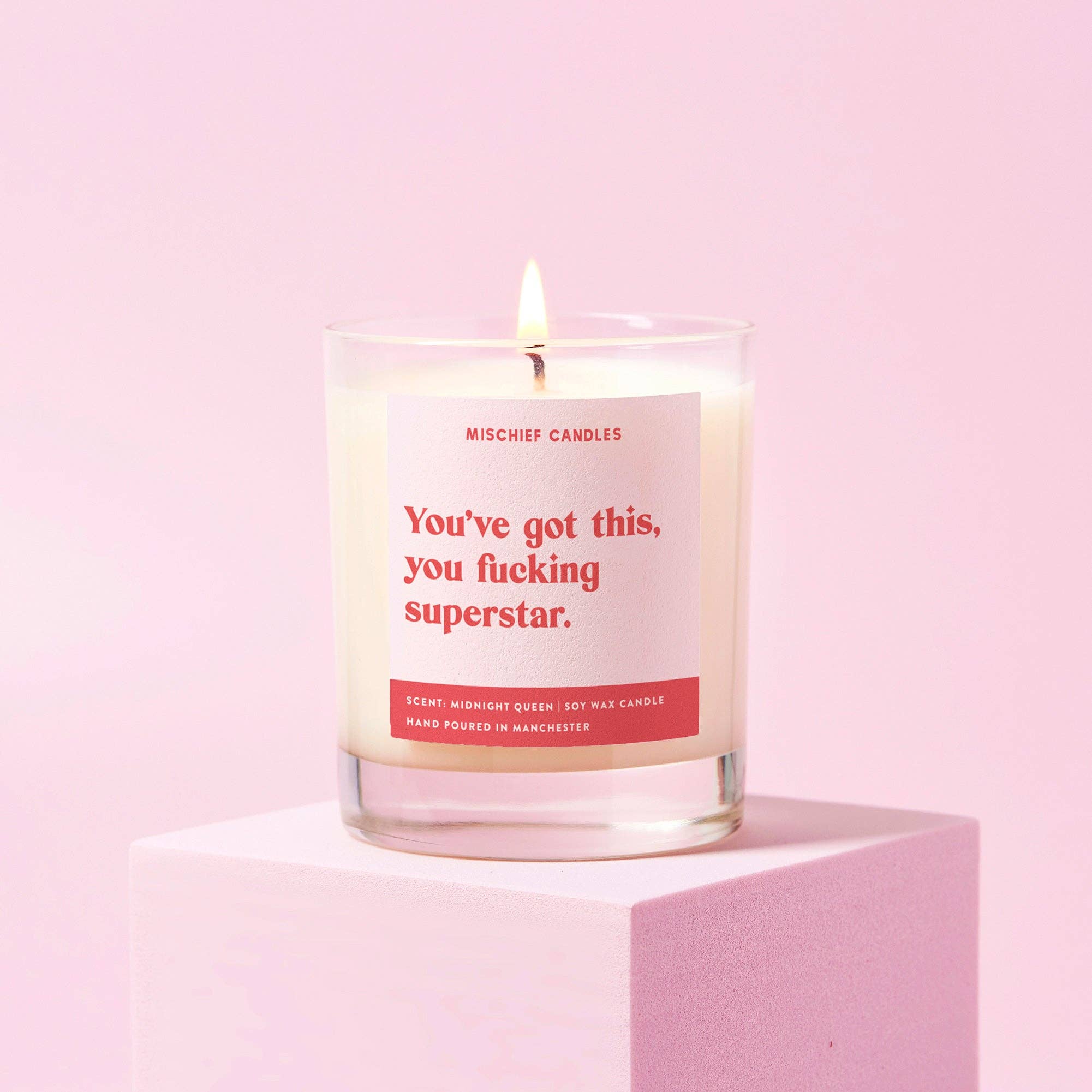 Good Luck Gift Funny Candle You've Got This: 30cl Pink - 45hr Burn Time / Pink Blossom