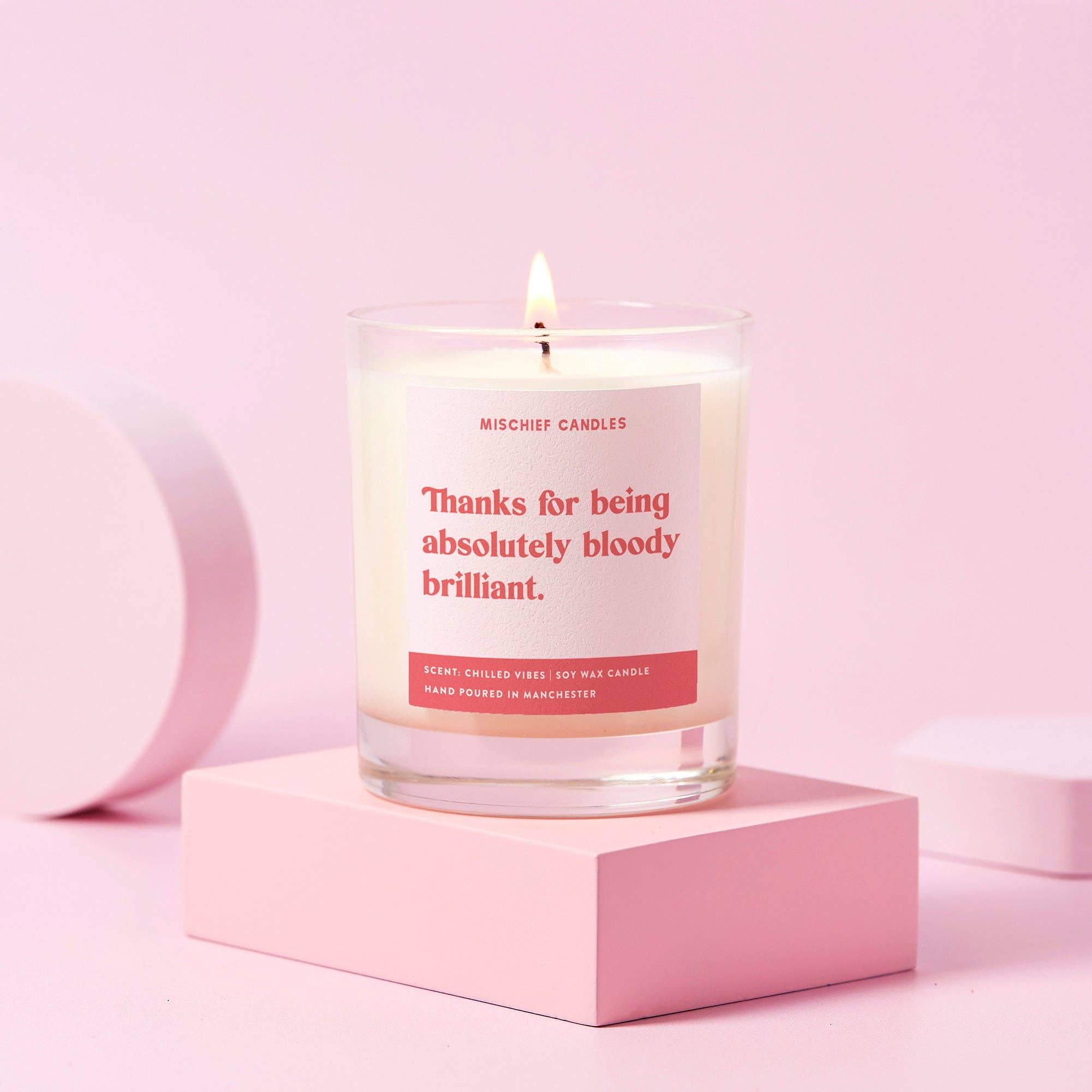 Thank You Gift Funny Candle Absolutely Bloody Brilliant: 20cl Clear - 25hr Burn Time / Pink Blossom