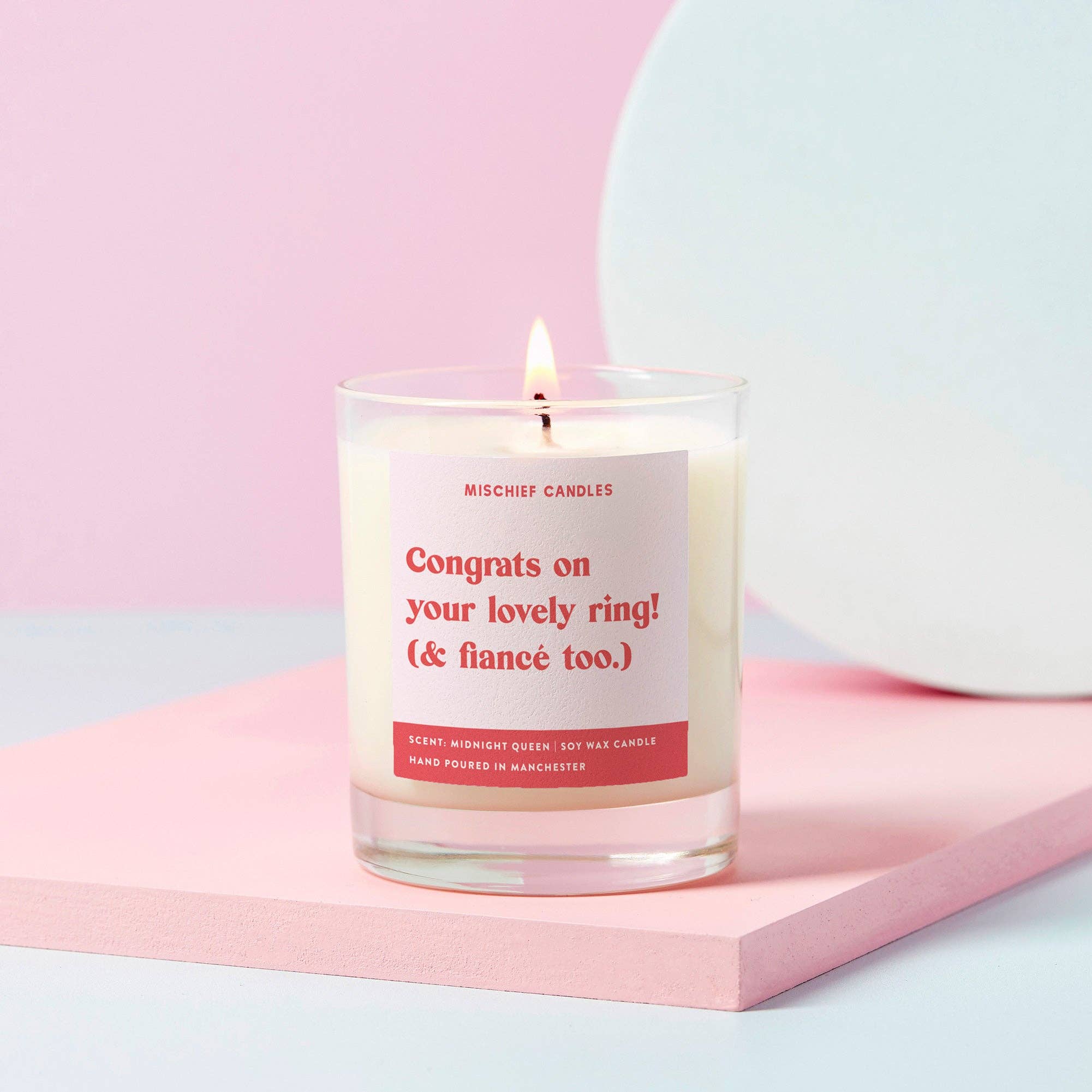 Engagement Gift Funny Engagement Candle Congrats on Lovely R: 30cl Pink - 45hr Burn Time / Midnight Queen