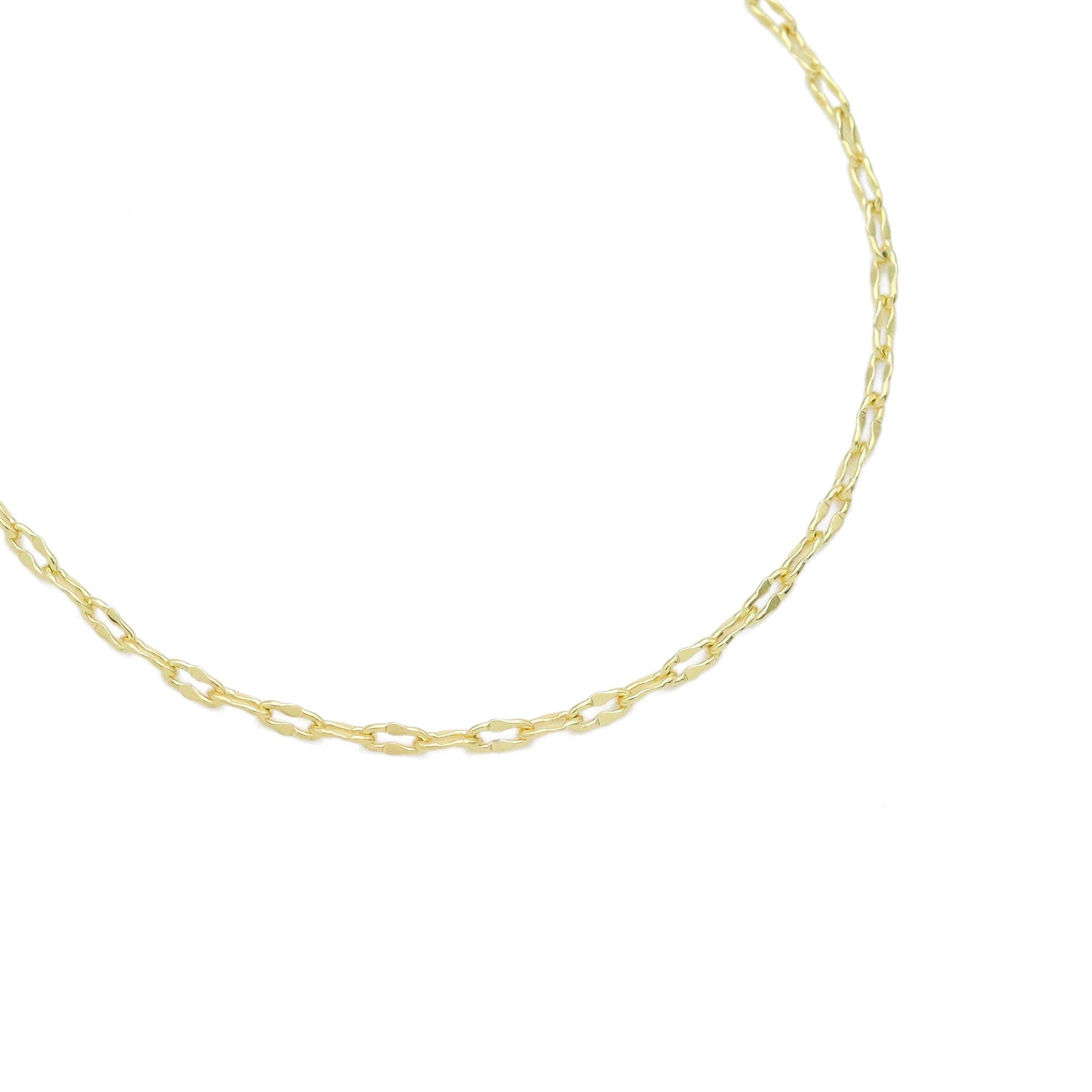 Gold Flat Oval Link Chain  Necklace, Sku#LD591