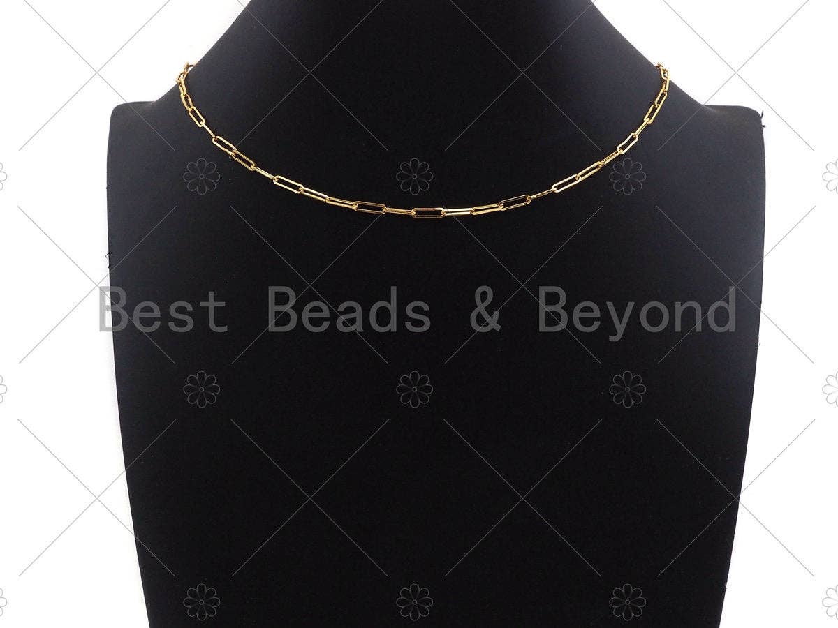 16"/7" Dainty  Paper Clip Chain Necklace and Bracelet: Necklace(32') / 1pc