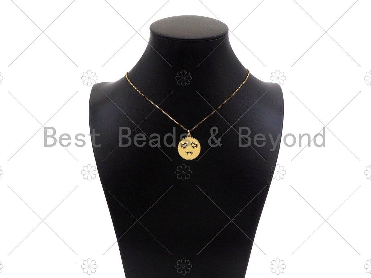 Gold Filled Smiley Face Shape Pendant, 18K Gold Filled Medallion Charm, Necklace Bracelet Charm Pendant, 20x23mm, Sku#Y440: 1pc