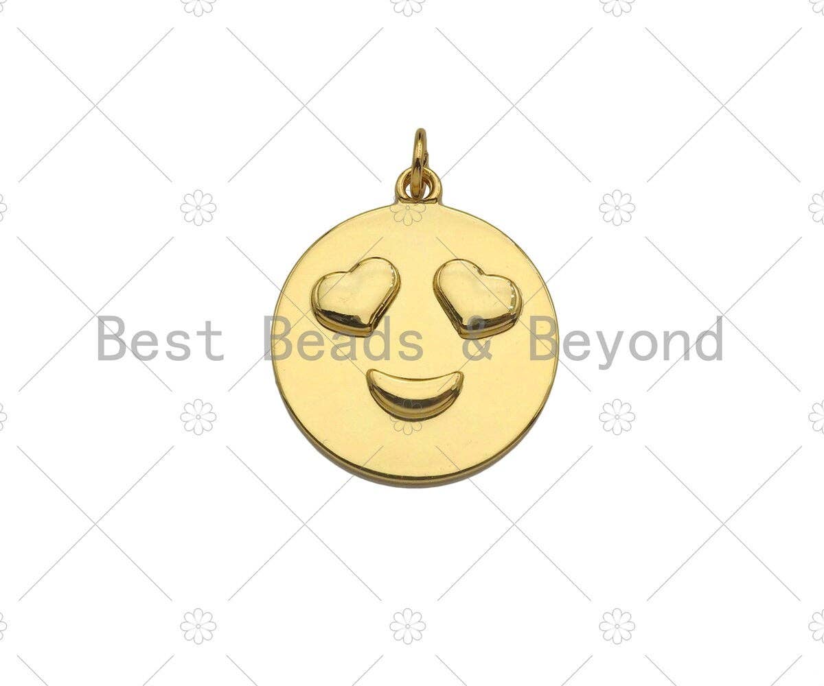 Gold Filled Smiley Face Shape Pendant, 18K Gold Filled Medallion Charm, Necklace Bracelet Charm Pendant, 20x23mm, Sku#Y440: 1pc