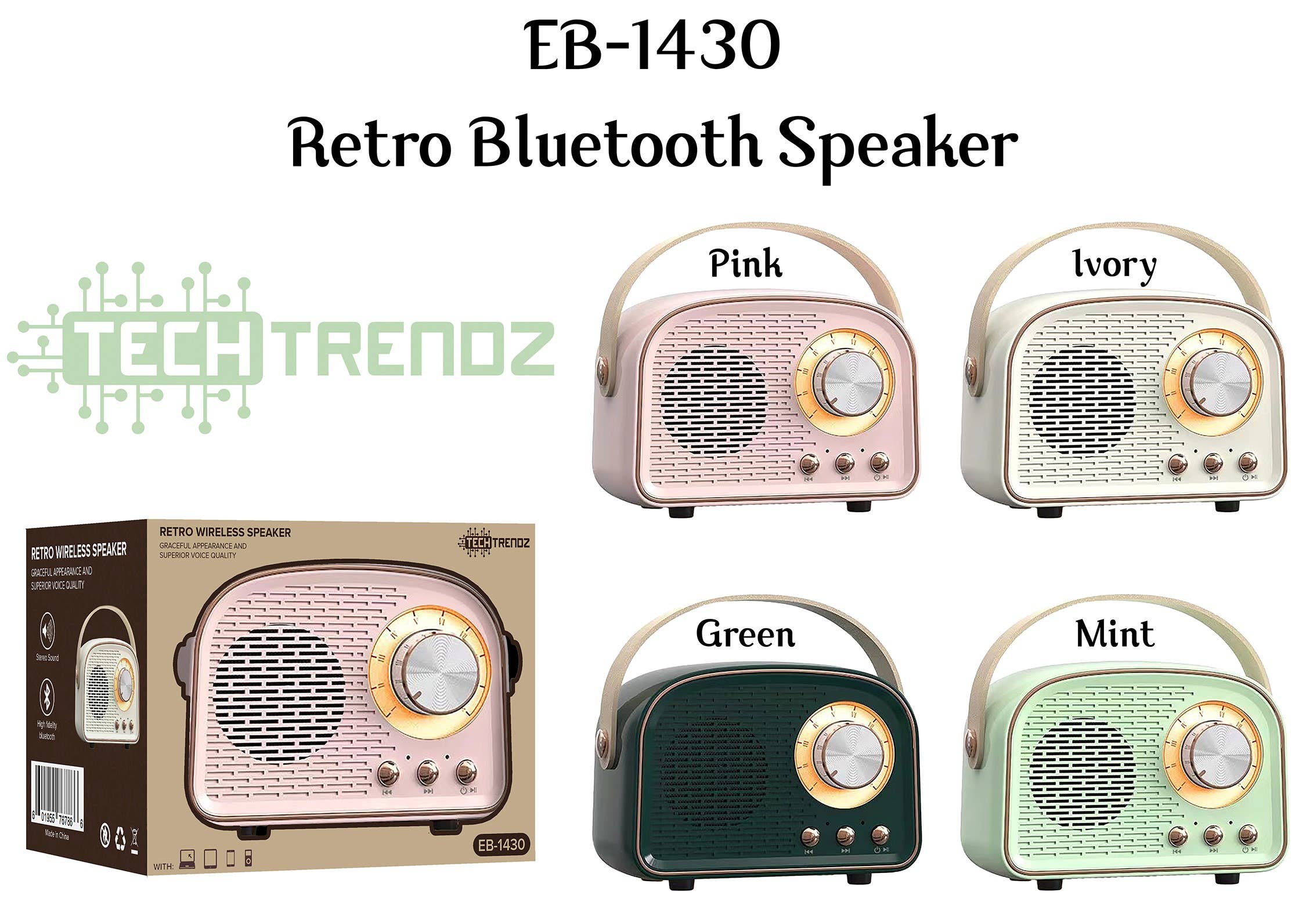 Retro Bluetooth Speaker: Pink