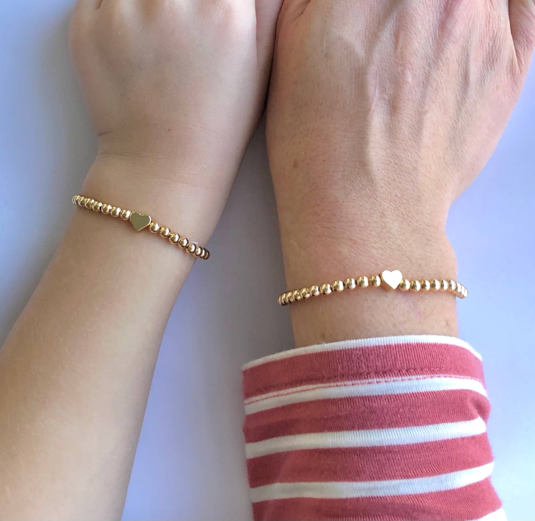 Tiny Heart Mother Daughter Matching Bracelets: 18k Gold Plated / 1 min – That Girl + Co