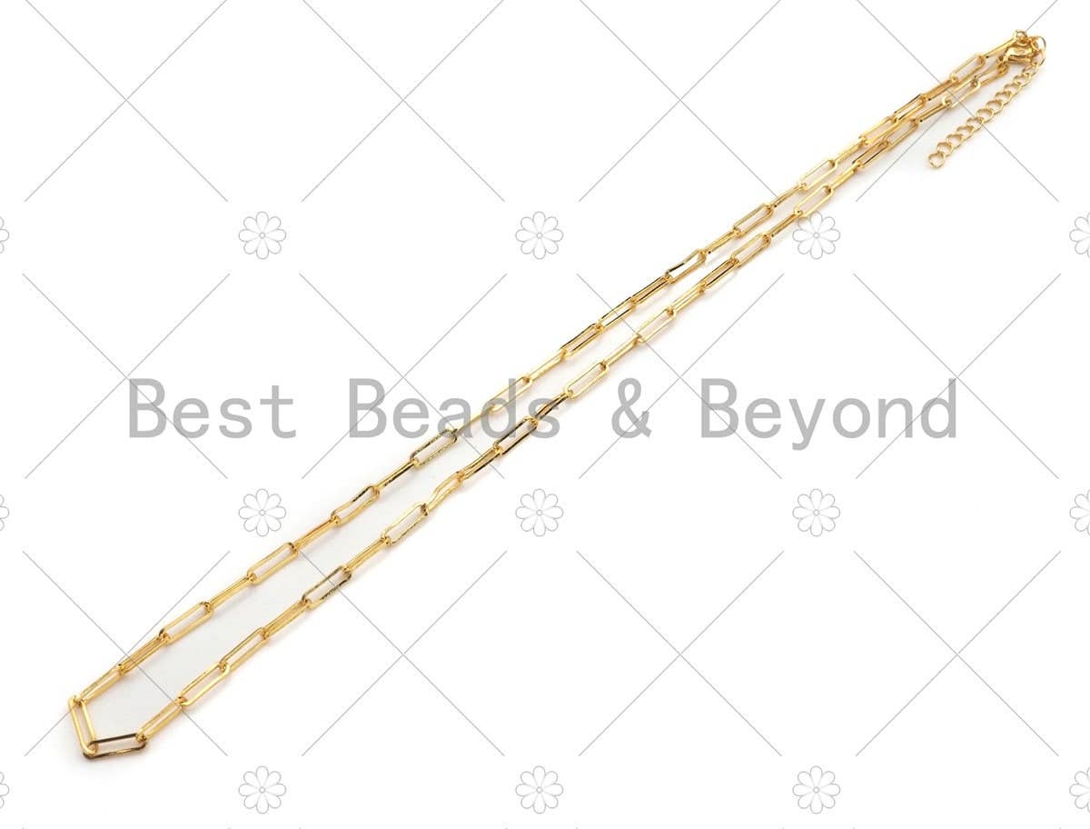 16"/7" Dainty  Paper Clip Chain Necklace and Bracelet: Necklace(32') / 1pc