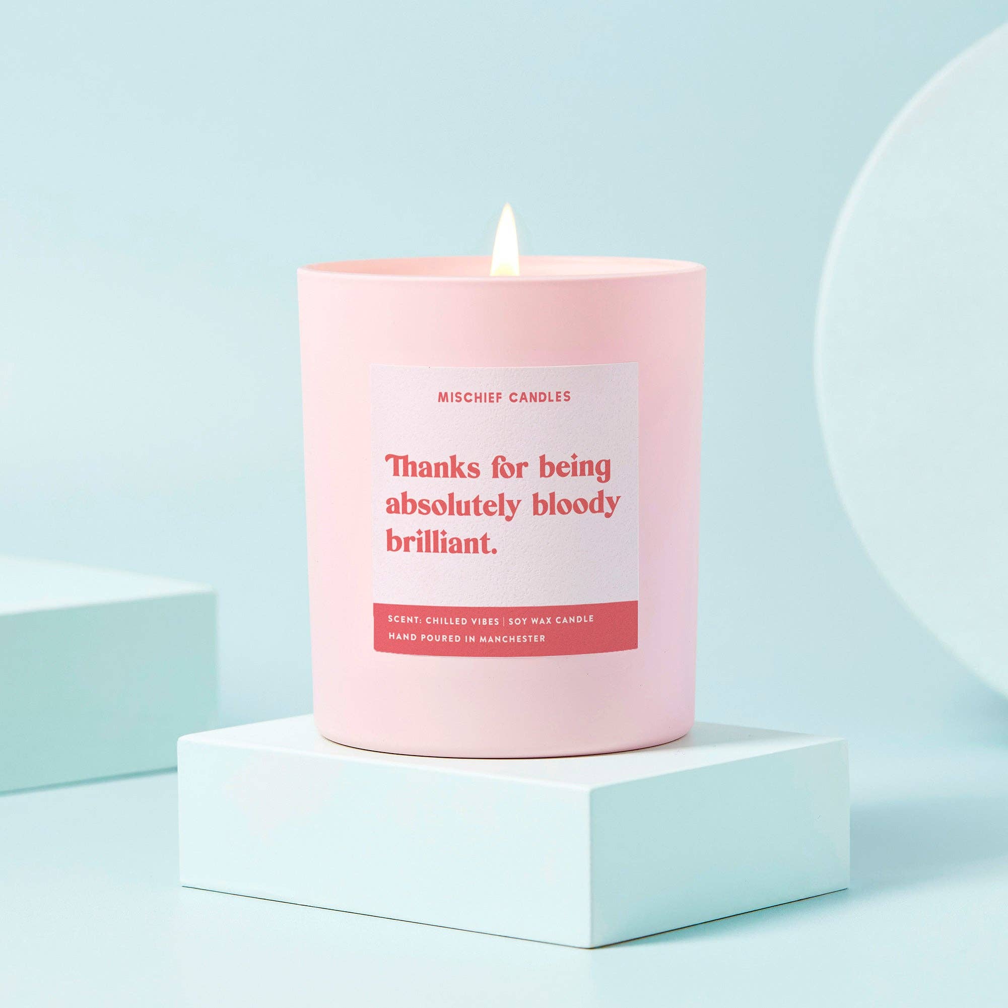 Thank You Gift Funny Candle Absolutely Bloody Brilliant: 20cl Clear - 25hr Burn Time / Pink Blossom