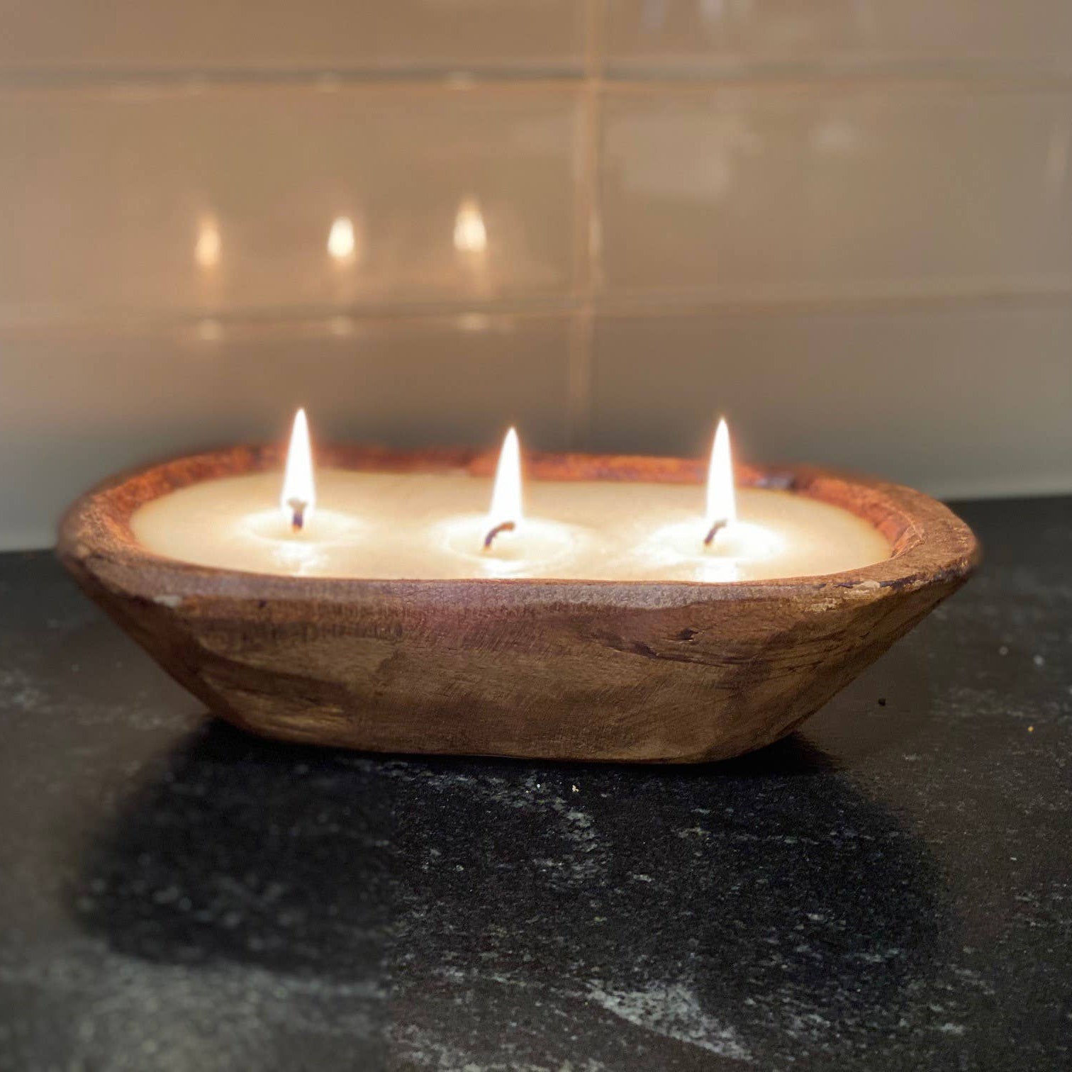 Petite Carved Bowl Hand Poured Candle