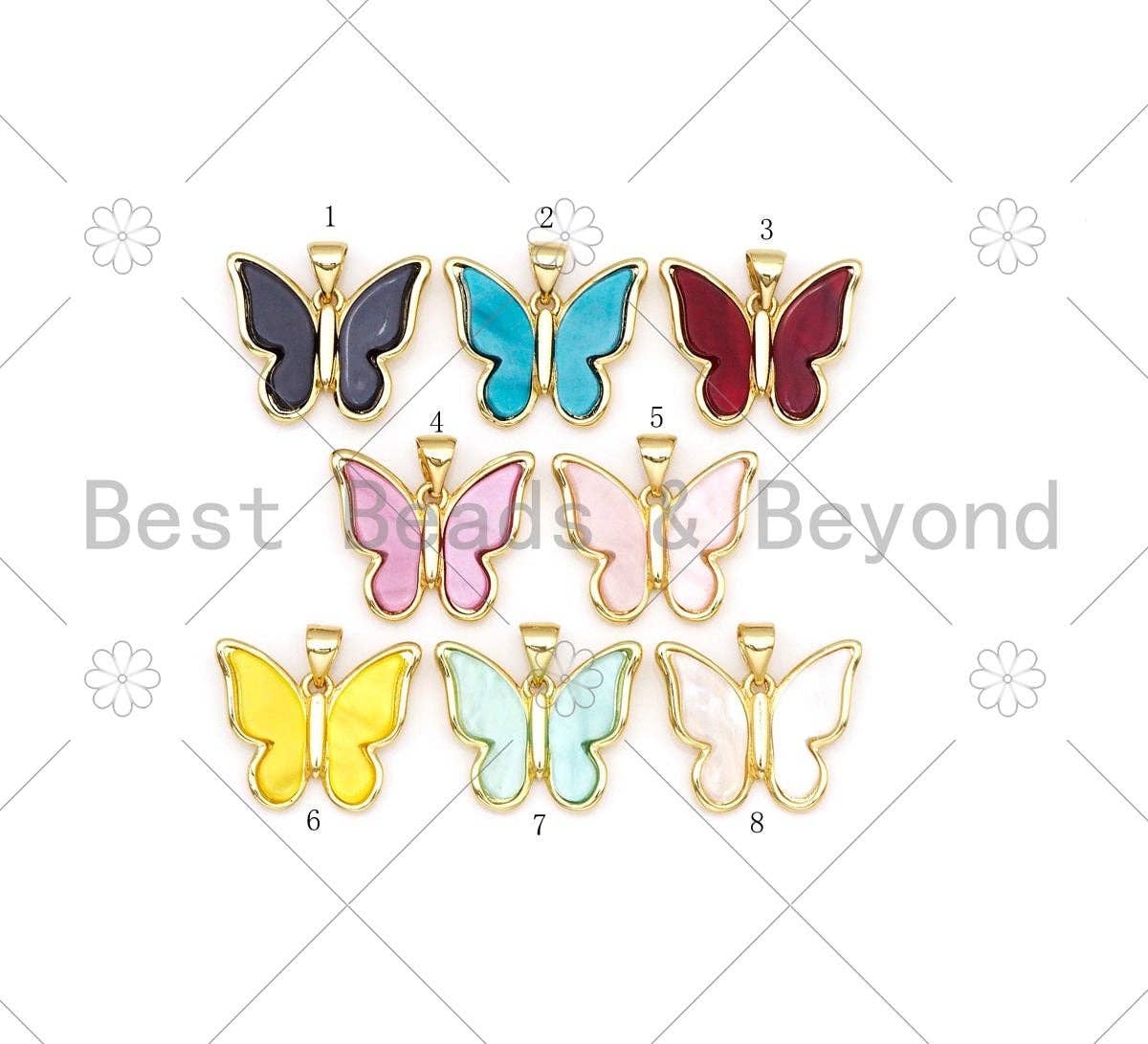 Colorful Acrylic Butterfly Shape Pendant, 18K Gold Filled Butterfly Charm,Necklace Bracelet Charm Pendant,20x16mm,Sku#LK454: 2 Turquoise / 1pc